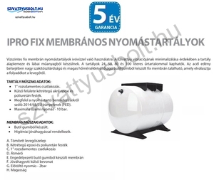 IPRO 50L hidrofor tartály fekvő